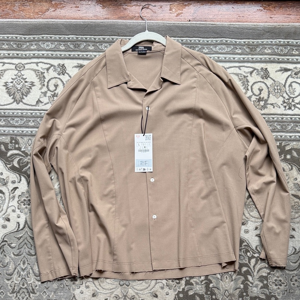 Zara Taupe Collared Shirt